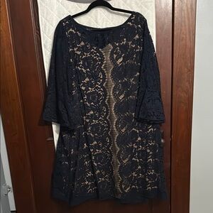 Lane Bryant Navy Floral Lace Overlay